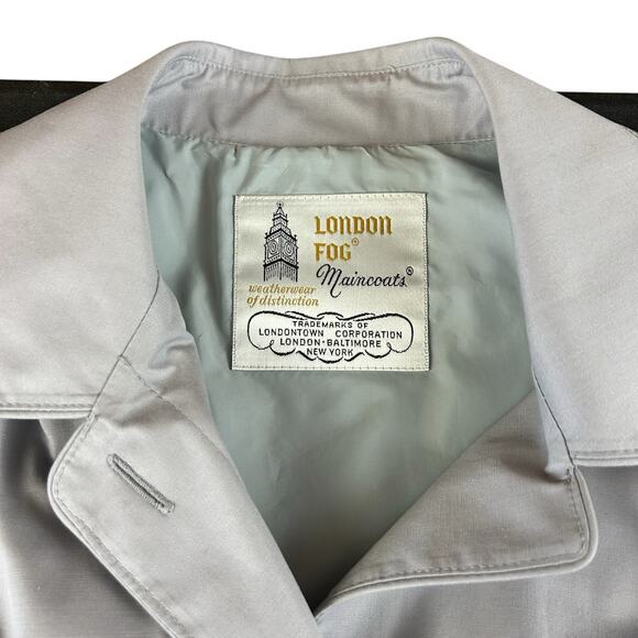 London Fog Maincoats Women Sze 14 Bluish Gray Belted Weather Classic Trench Coat - Picture 10 of 12